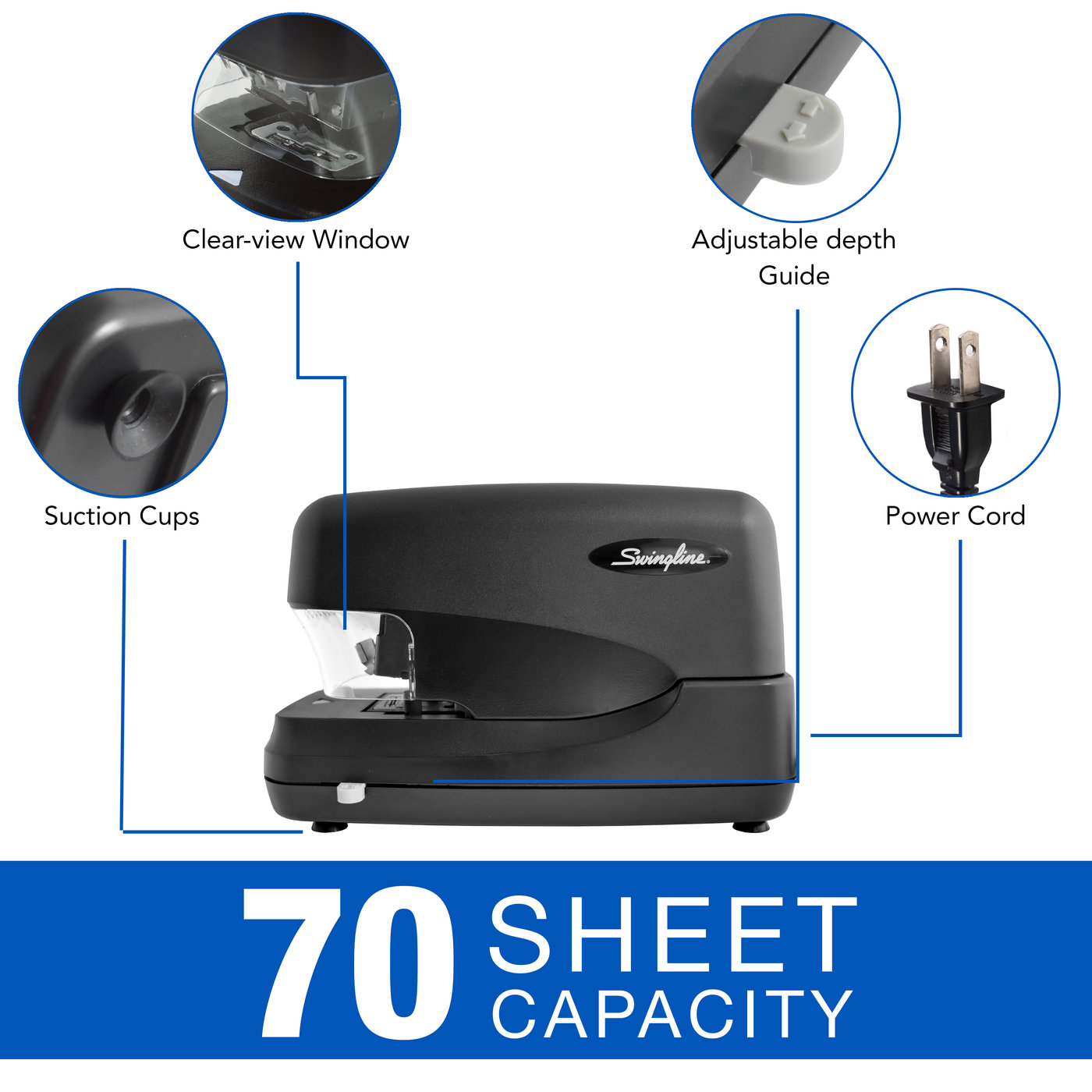 Swingline Staplers Electric Staplers Swingline High Capacity Electric Stapler, 70 Sheets